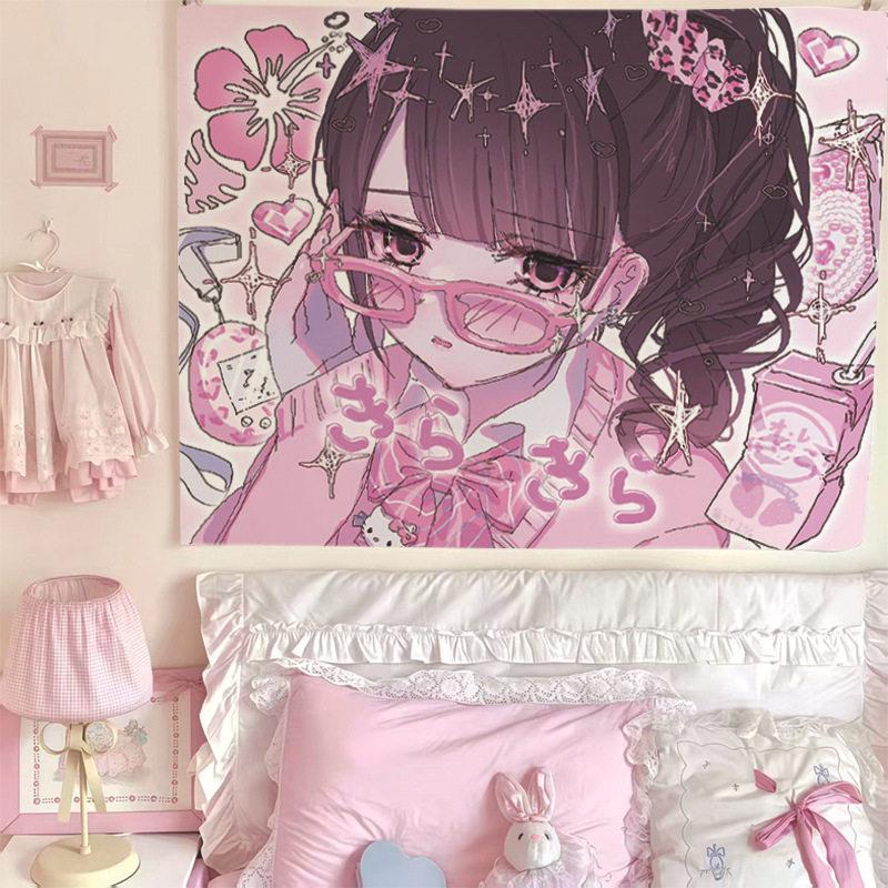 New Hot Cute Girl Style Anime Print Tapestry Wall Hanging For Bedroom Dorm Room Home Wall Decor