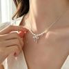 Korean Crushed Silver Bow Necklace: Elegant & Versatile Clavicle Chain for Women
