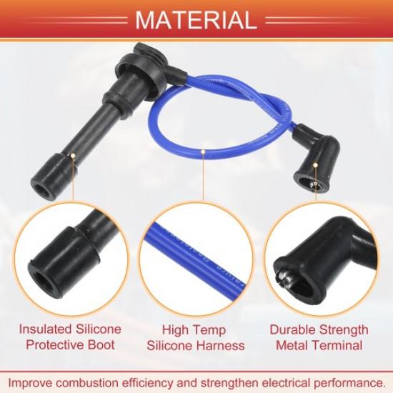 4pcs Spark Plug Wire Ignition Coil Cable No.BPE818140A for Mazda Miata 1990-1997