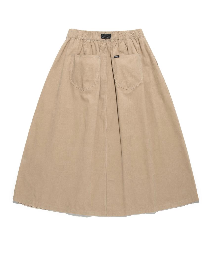Lee Corduroy Flare Belted Skirt Beige