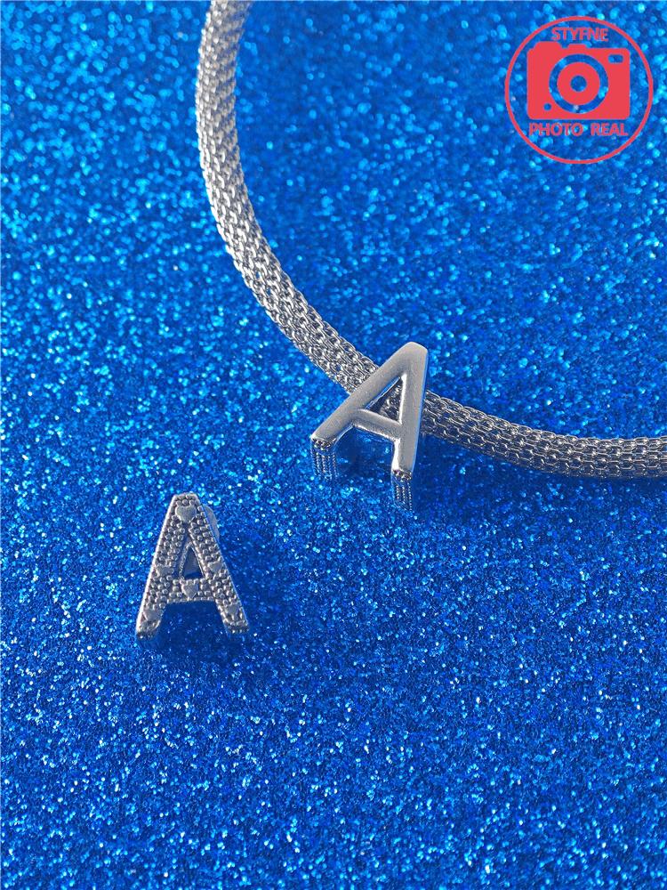 925 Silver Charm Beads Fit Bracelet Charms 26 Letters English Pinyin Bead Gift for Women Jewelry