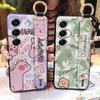 Ring Shockproof Phone Case For Tecno Camon40 4G/CM5 Silicone Back Cover Wrist Strap Lanyard Cartoon Anti-dust Kickstand