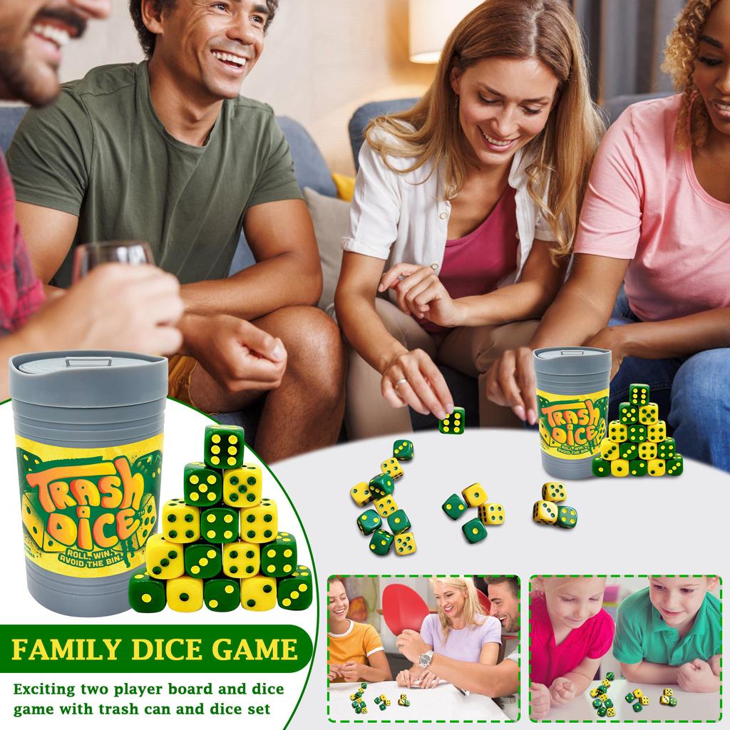 Dadi Spazzatura - Gioco di Dadi Familiare dal Ritmo Veloce | Emozionante Gioco da Tavolo e di Dadi per Due Giocatori con Cestini della Spazzatura e Set di Dadi