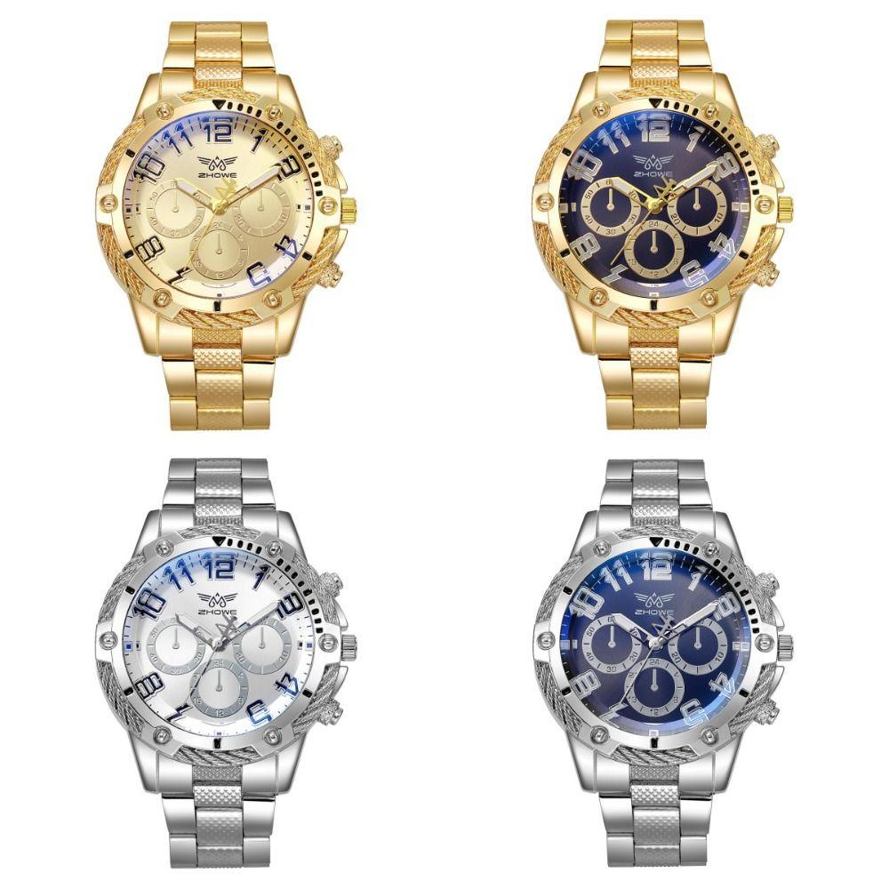 Big Dial Men Quartz Watches Gold Wristwatch Creative Men's Business Watches  Business