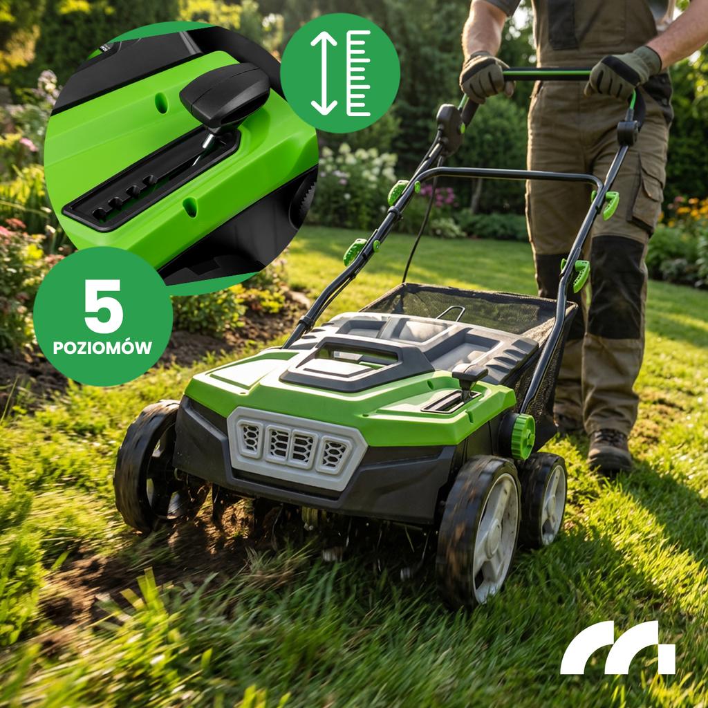 Electric Lawn Scarifier Aerator 45L Basket Working Width 38Cm