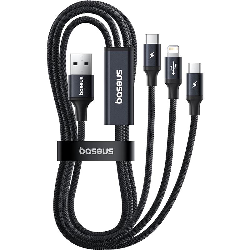 Baseus 3-in-1 Fast Charging Cable with Multiple Connectors