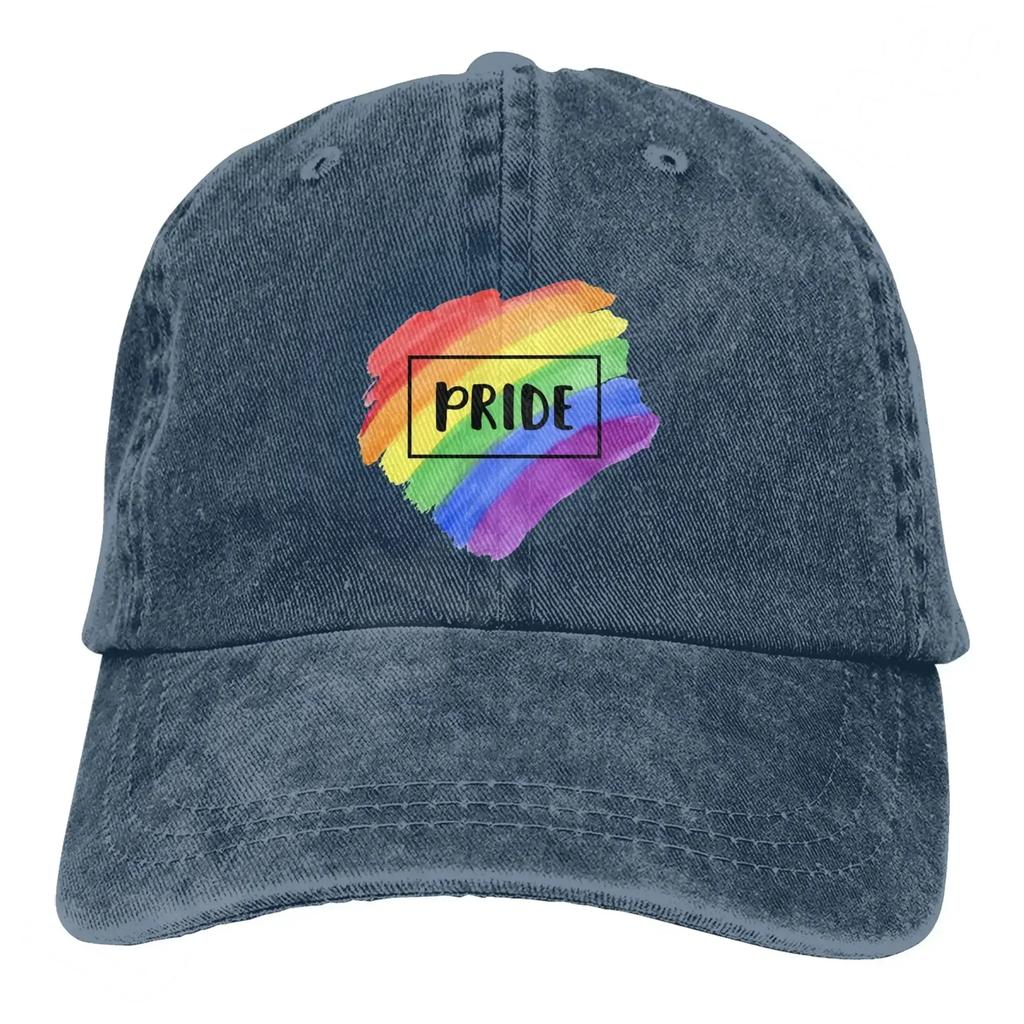 Regenbogen-LGBT-Pride-Baseballkappe für Damen, Vintage-Baumwolle, gewaschen, Distressed, verstellbare Papa-Mütze, lässige Trucker-Mütze für Erwachsene