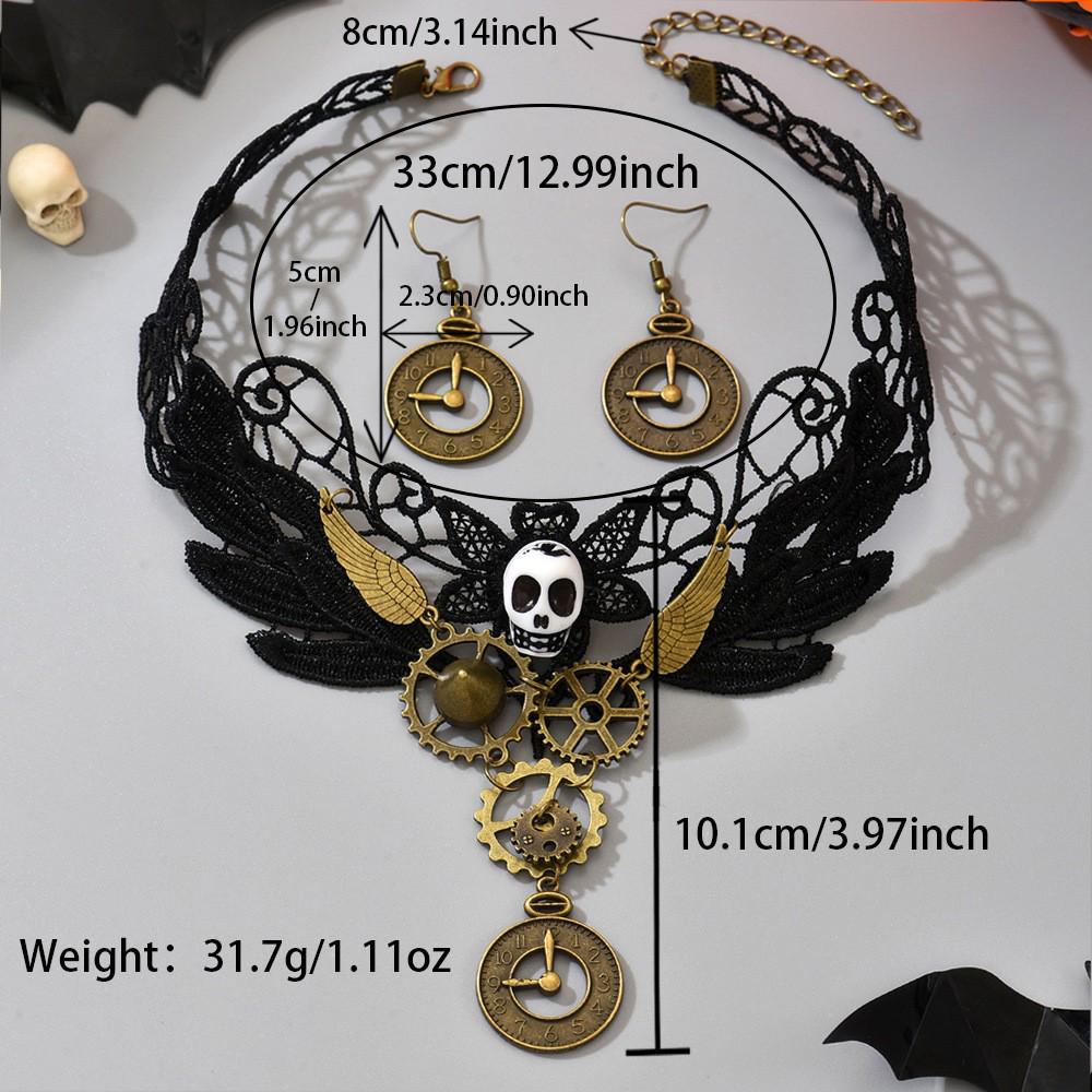 Gothic Hollow Skull Flower Choker: High-End Halloween Necklace for Women