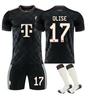 נוער ילדים מבוגרים שם מותאם אישית ערכות כדורגל 25/26 באיירן משחק חוץ שני #17 OLISE ציוד אימוני כדורגל מדי כדורגל עם גרביים