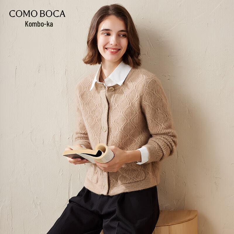 Women's Cashmere Round Neck Thick Knit Cardigan