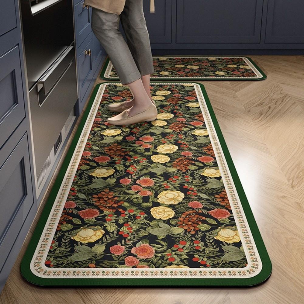 2pcs Printed Kitchen Carpet Rug Stain Resistant Non Slip Kitchen Floor Mat Carpets Soft Water Absorbent Entrance Door Mat