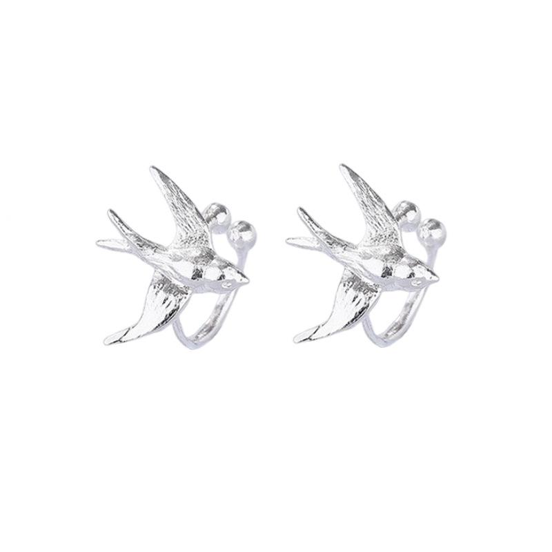 

Cloud-Piercing Swallow Ear Cuff: Artistic Bird Clip for Women, No Piercing Required. Copper (Silver)
