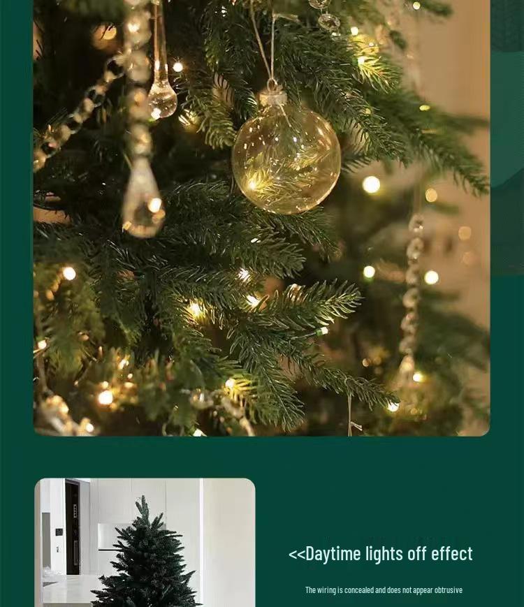 Green Copper Wire Christmas Tree String Lights - Outdoor Starry Sky Garland.