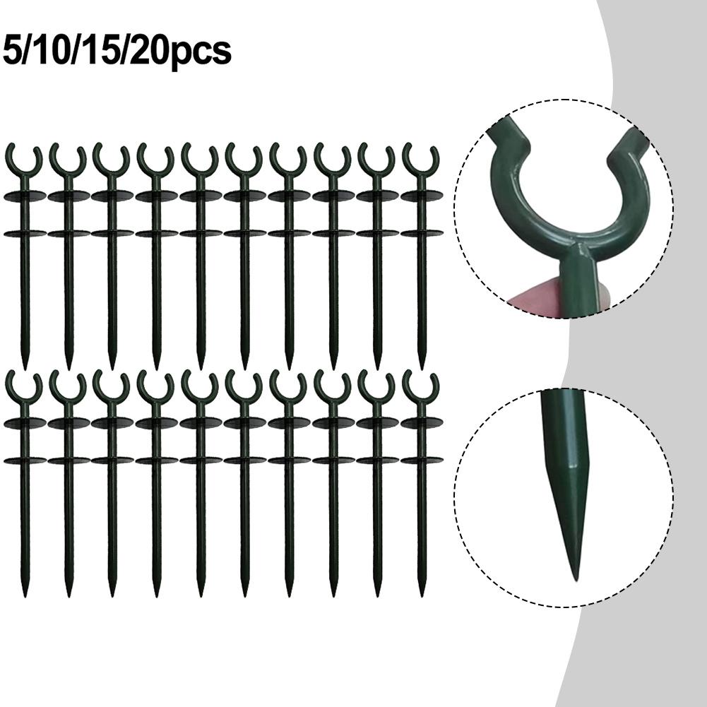 5 20 Pcs Green Garden Hose Guide Stakes 1 Inch Plastic Holder For Irrigation System Plant Safety And Outdoor Lawn Organization