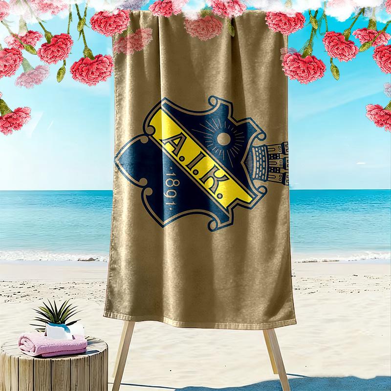 AIK Fotboll Print Beach Towel, Large Soft Quick Dry Towel for Beach Camping Swimming