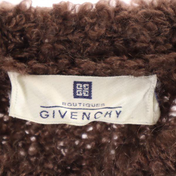 Givenchy Short Sleeve Sweater L Brown Mohair Blend Knit Women Used