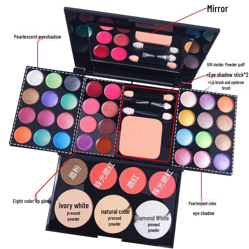 39-Color Eyeshadow Palette & Makeup Set: Beginner-Friendly Blush, Powder, Lipstick Combo