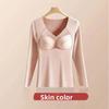 V Mesh Neck Women Thermal Clothes Solid Color Velvet Fleece Thermal Underwear Feel Heating Lingerie Warmth Long Tops Undershirt