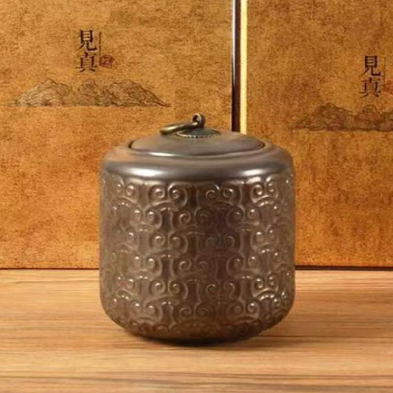Vintage Gilt Ceramic Tea Caddy Moisture-proof Sealed Storage Box Candy Coffee Bean Canister Food Jar Container Home Decoration