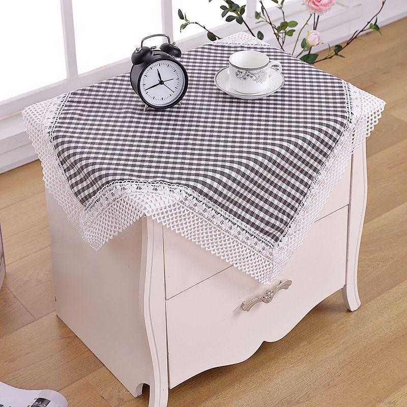 

Multi-Purpose Cover Towel Nightstand Cover TV Cover Refrigerator Cover Cloth Washing Machine Cover Microwave Cover Dust Cover Fabric Lace Gray rhyme 60*60cm (including the size of lace)