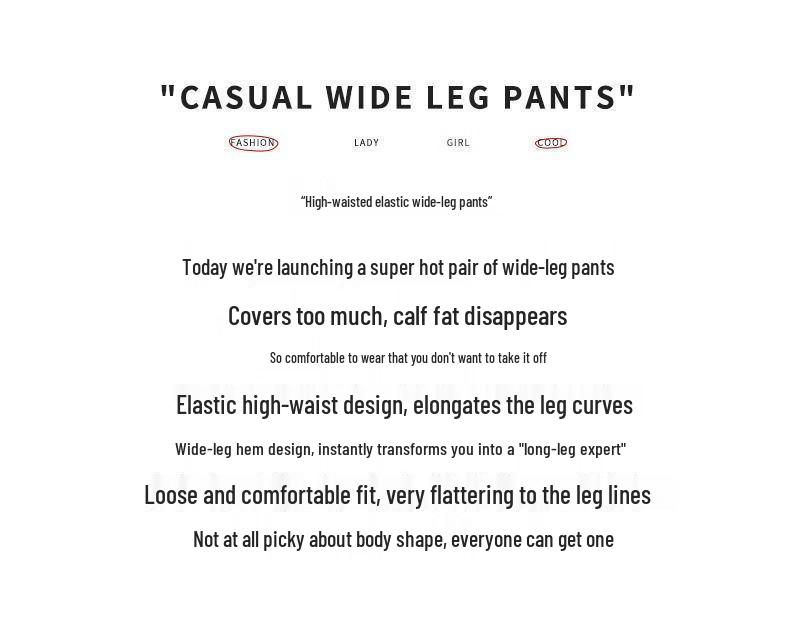 Spring/Summer 2026 Women's Wide-Leg Vertical Stripe Pants - Elastic Drawstring, Loose Fit, Versatile Texture, Slimming Design