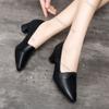 Fashion Comemore Spring and Autumn New Pumps Single Shoes Black 5cm 7cm Thick Heeled Women Shoes Casual Soft Leather Mother Work Shoes