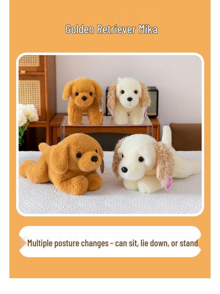 Golden Retriever Puppy Plush Toy in Lying Pose - Adorable and Soothing Companion Doll