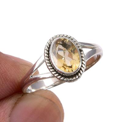 Natürlicher Citrin Edelstein Handgefertigt 925 Sterling Silber Schmuck Ringgröße 7.5 V8O56