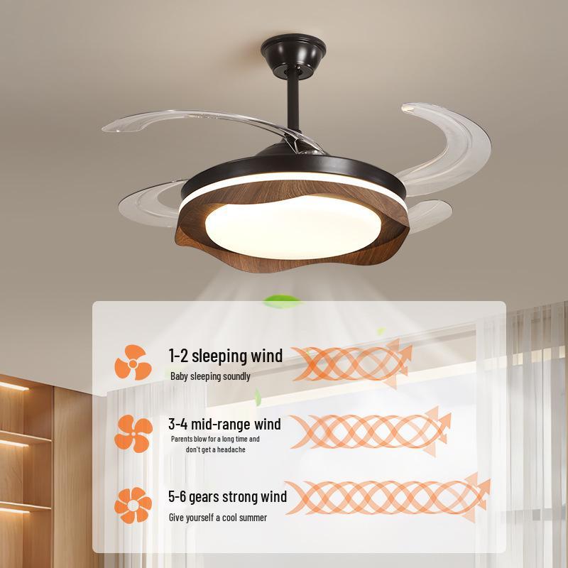 Chinese Style Silent Ceiling Fan with Light - Walnut Finish, Retro Design, High-End, Large Airflow for Bedroom or Restaurant.
