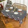 Christmas Polyester Tablecloth Snowman Print Lightweight Stain Resistant Dining Decor Long Table Cover