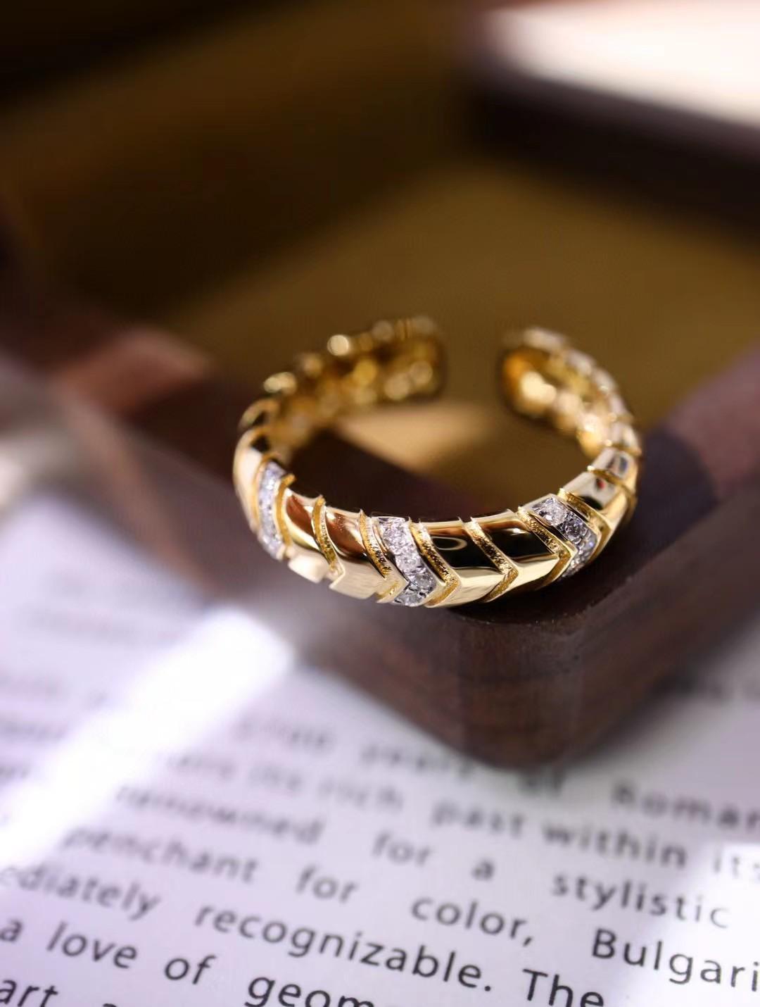 S925 Sterling Silver Arrow Inlaid Diamond Adjustable Couple Ring Arrow Ring (Copper Platinum Plated)