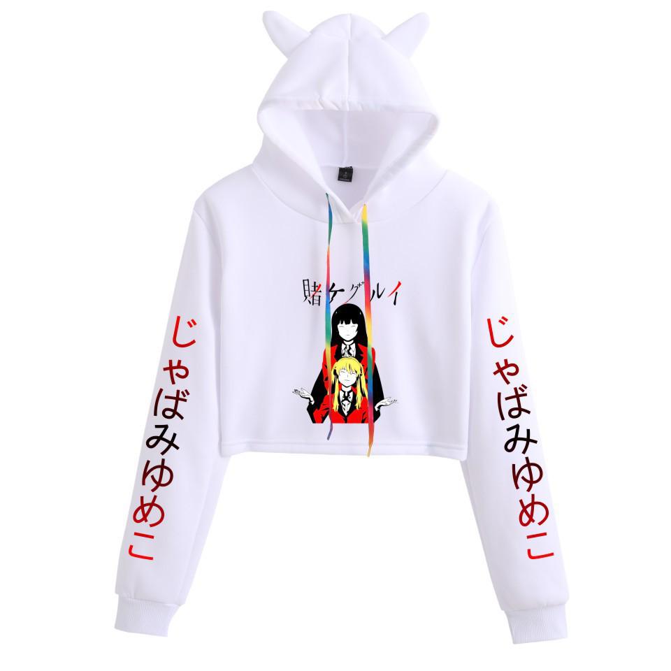 Kakegurui Cat Ear Anime Crop Top Hoodie for Women