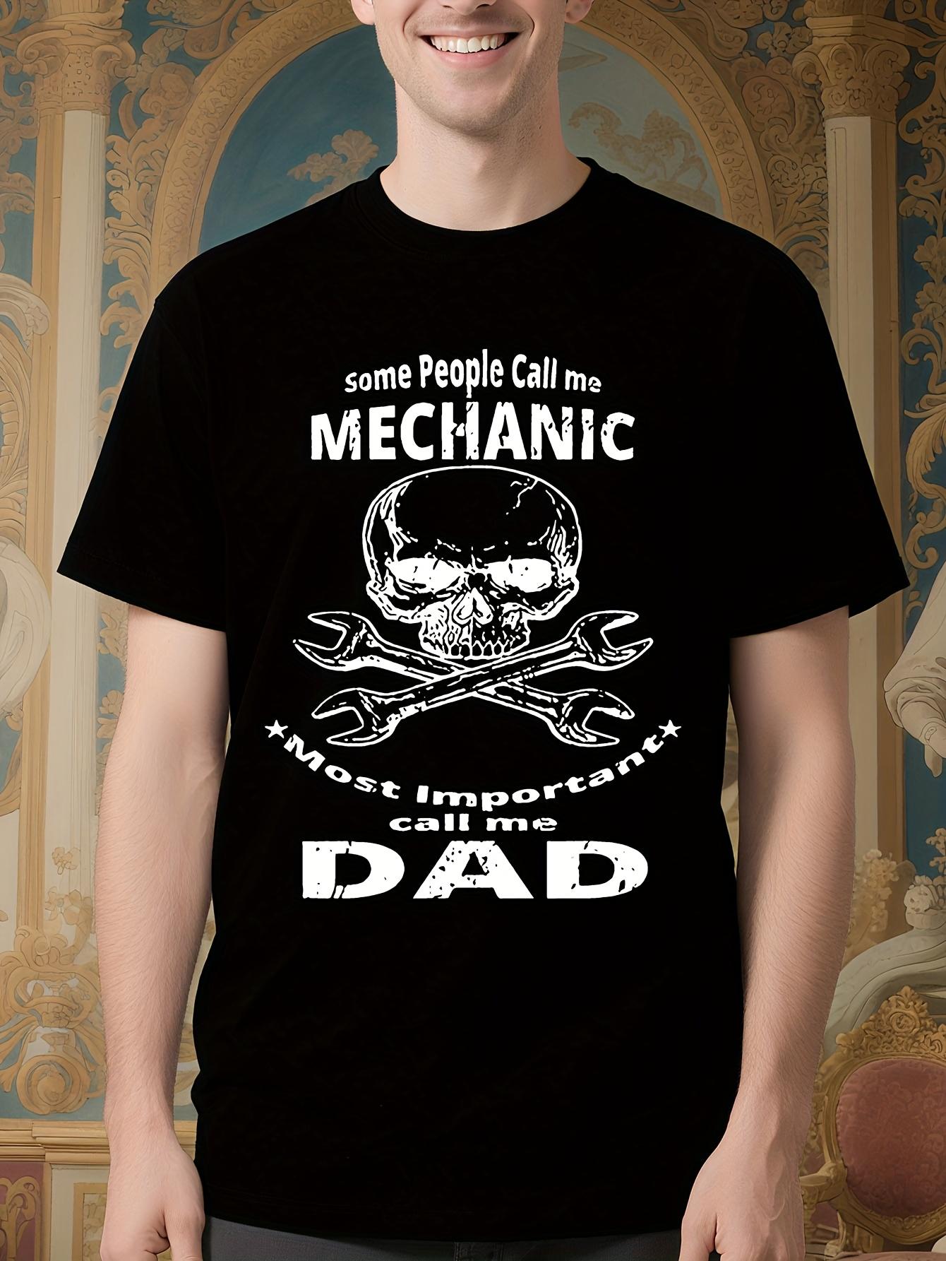 Mechanic Dad Graphic Tshirt - Skull and Wrench Design wit... XXXL