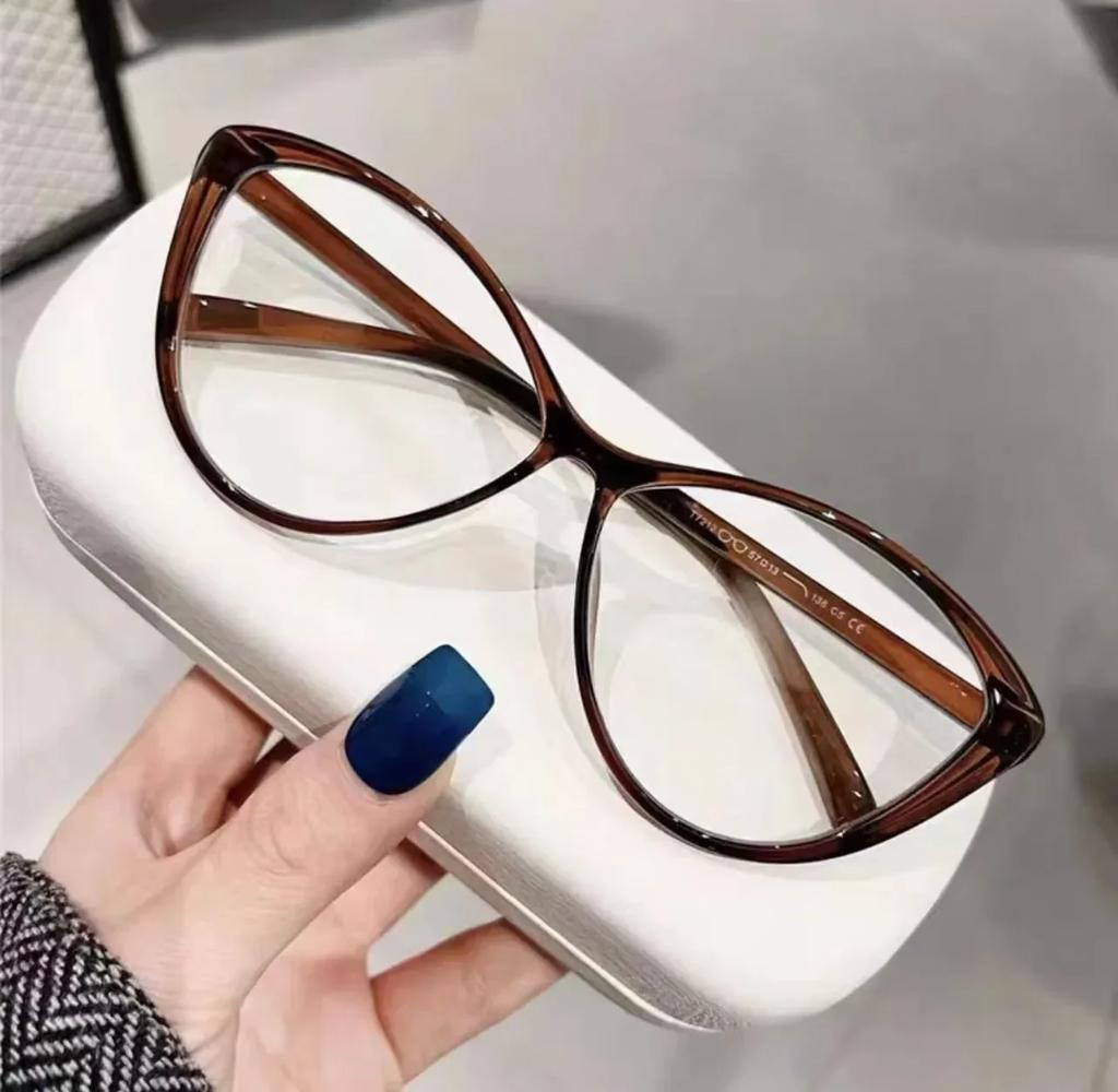 Women'S Vintage Cat Eye Myopia Glasses Fashion Anti Blue Light Transparent Eyeglasses Large Frame Reading Computer Glasses