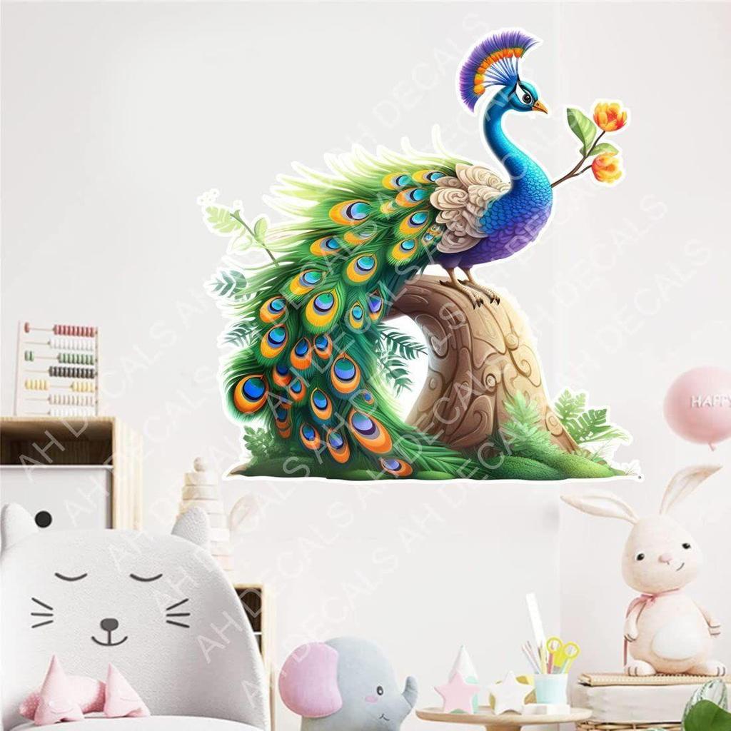 Peacock Wall Sticker for Kids Room Classroom playroom (60x60cm)