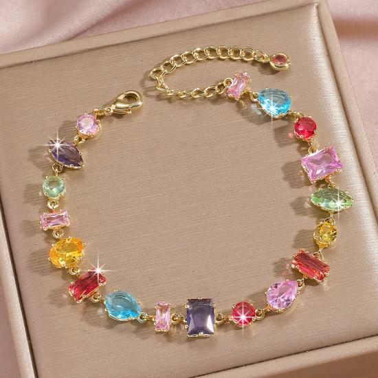 Luxury Gold-Plated Copper Zircon Leaf Bracelet, High Quality Jewelry