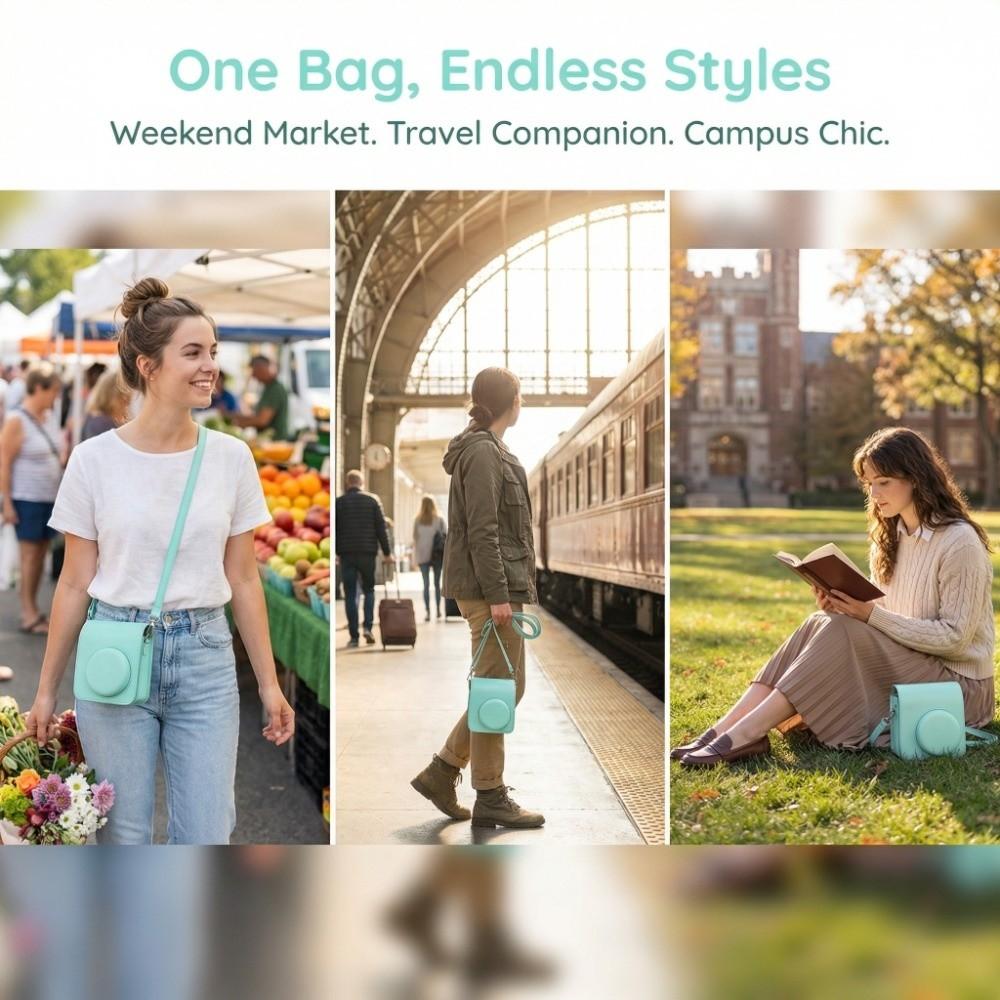 PU Leather Crossbody Storage Bag Protective Cover for Fujifilm Instax Mini 13 Travel