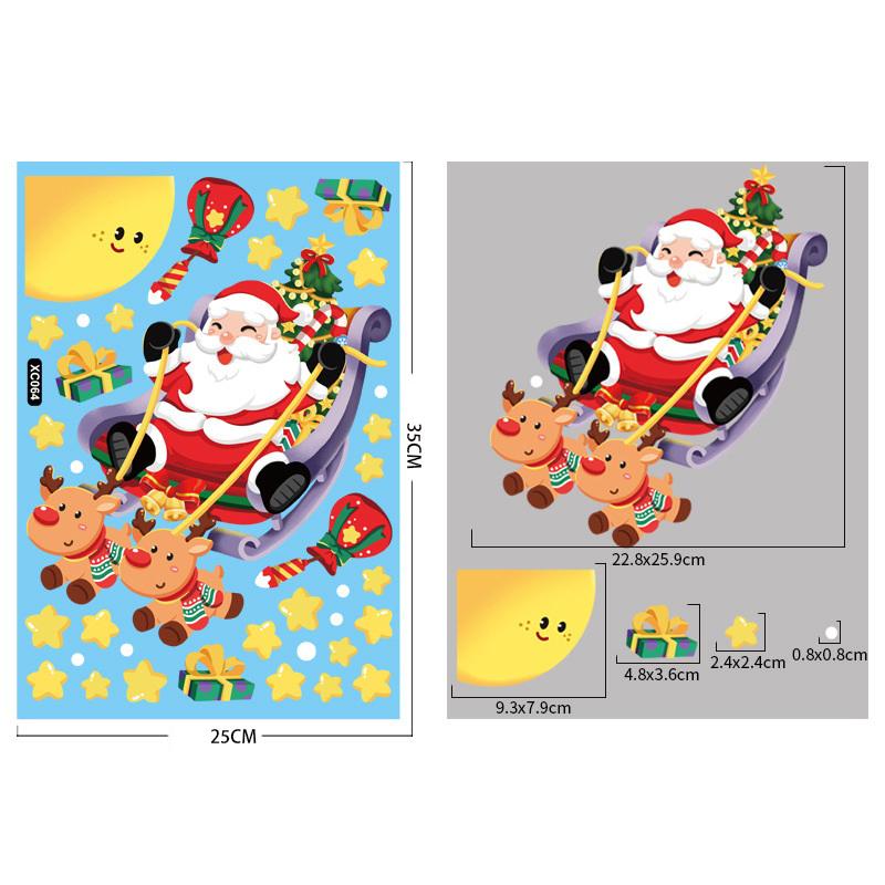 2/4/6/8pcs Hot Sale Christmas Stickers Santa Claus Doors Windows Without Trace Static Cling Children's Room Christmas Decoration