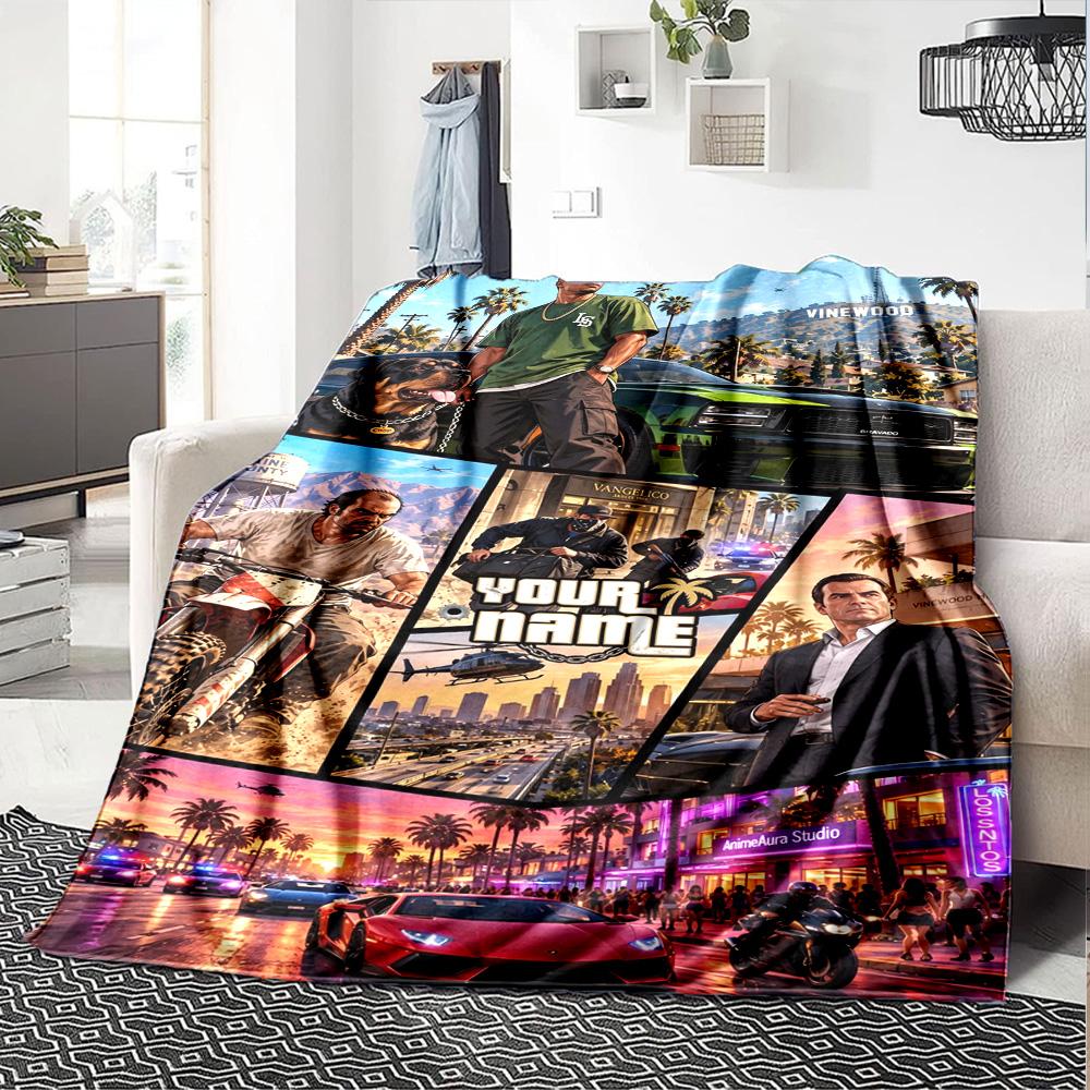Grand Theft Auto Customize Text Blanket Lightweight Customizable Blanket Warmthful Decor Throw For Home Decor Office Chair Office Chair