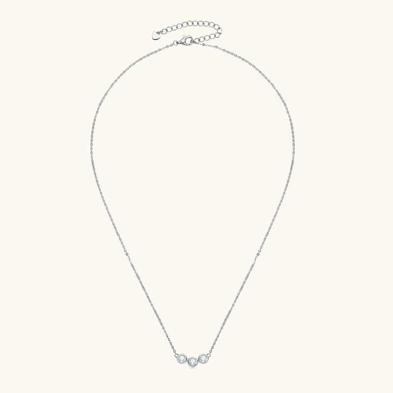 Silvere Glam Koreanische Version Modisches und Nischen-Design Moissanit Reihen-Diamanthalskette Valentinstagsgeschenk