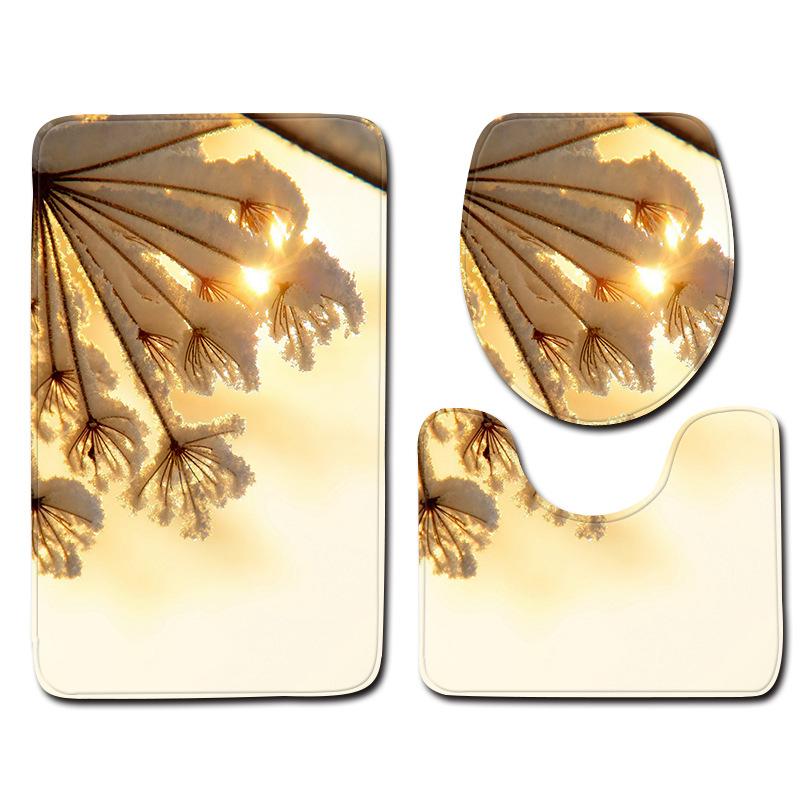 3D Snow Bathroom Toilet Three-Piece Floor Mat Door Mat Bathroom Carpet