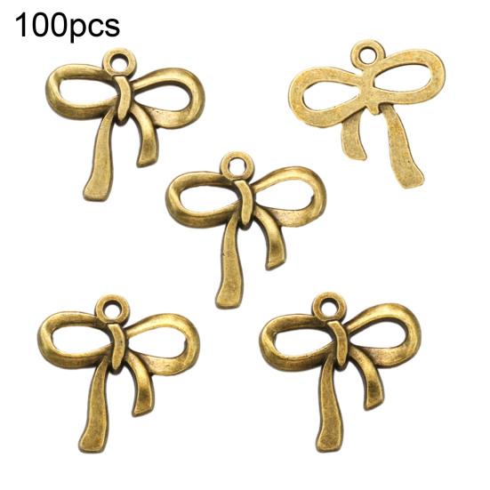 100 Pcs Bow Charms for Jewelry Making DIY Accessories Bowknot Keychain Charms Alloy Bow Shape Charms for Earrings Necklaces Bracelets Crafting