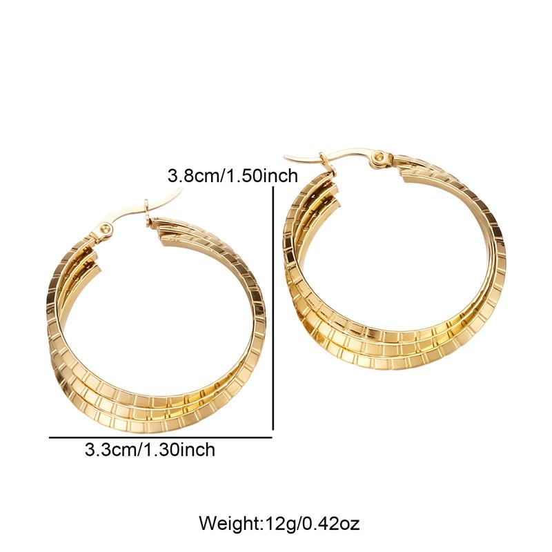 Atoztide Fashion Hollow Bamboo Hoop Earrings for Women Stainless Steel Jewelry Beads Ear Loop Threaded Earrings Mothers Day Gift