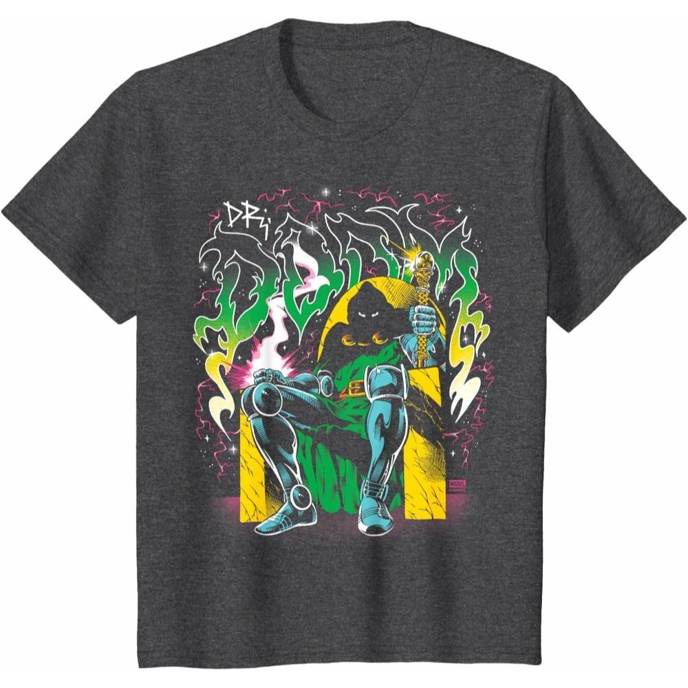 Dr Doom Marvel TShirt Unisex Short Sleeve Hip Hop Street Style Soft Cotton Oversized Fit Crew Neck Trendy Top for Men Women