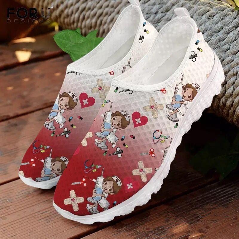 Spring and Summer New Large Size Breathable Mesh Casual Single Shoes Women's Size Lazy Shoes Round Head Flat Bottom Cartoon Women's Shoes