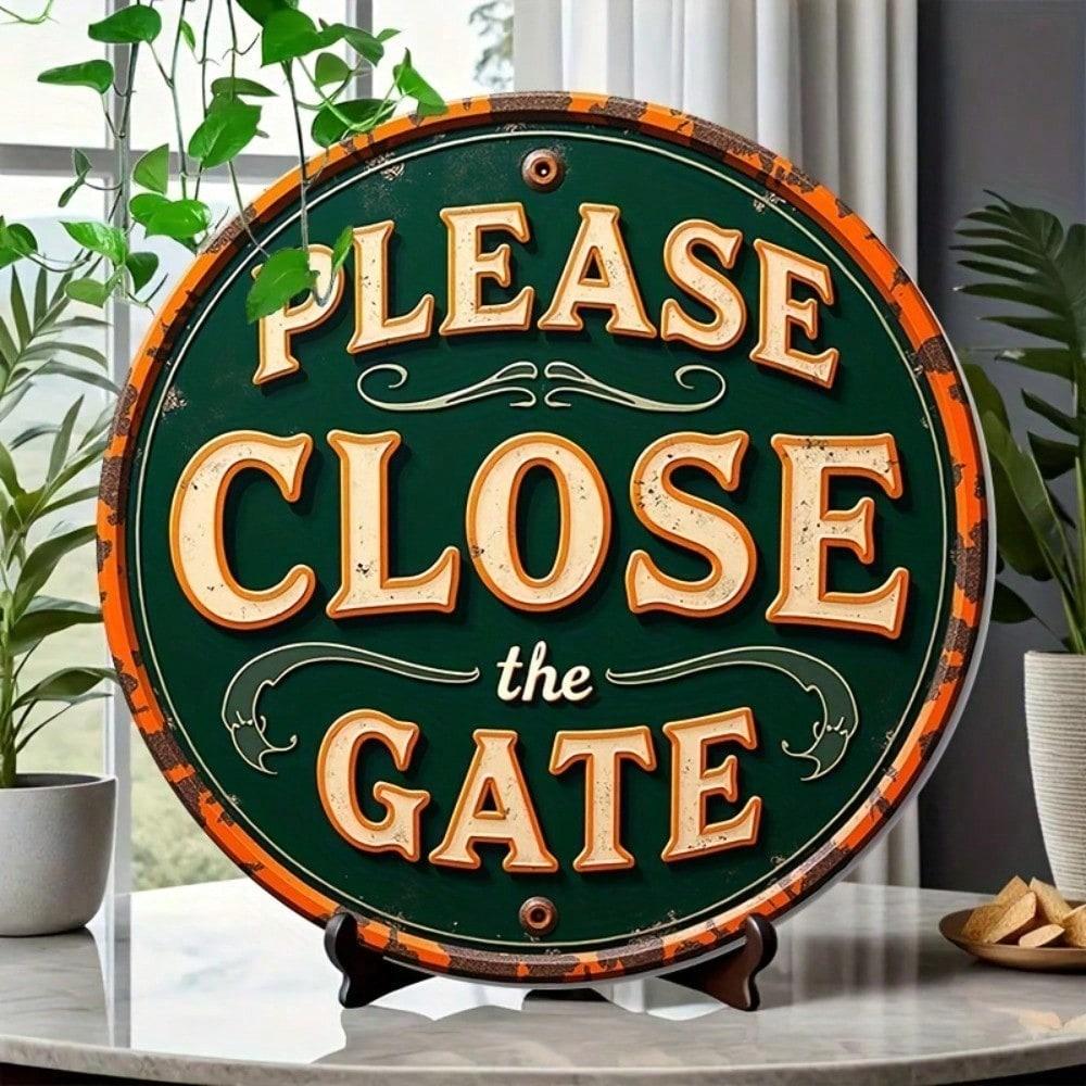 

Metal Wall Art Vintage Please Close The Gate Sign Farmhouse Decor