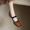 Women's Square Toe Shiny Leather Shallow-mouth Shoes Ladies Designer  New Simple Fashion Large Size Women's Shoes