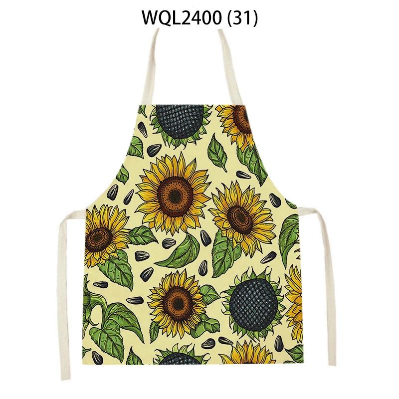 Flower Printed Sleeveless Kitchen Aprons for Women Colorful Pattern Pinafore Home Cooking Baking Waist Bib Kitchen Accessories