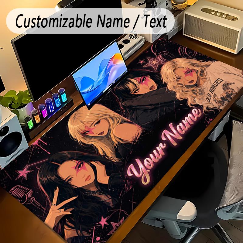 Large Mouse PadBLACKPINK Custom Name Text Personalized Desk Mat Non Slip Gaming Pad