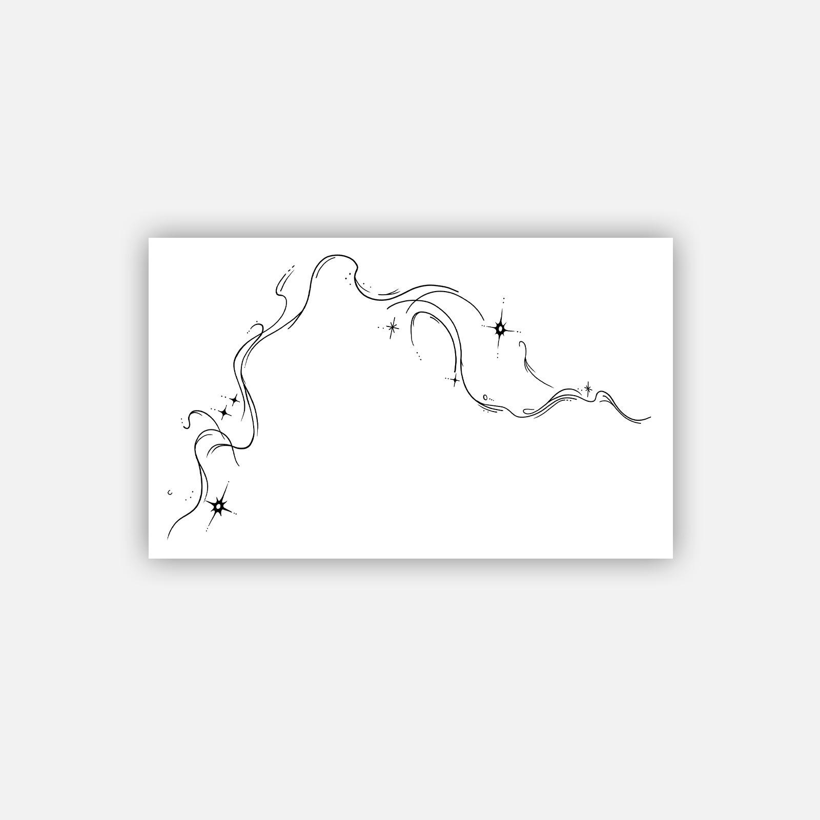 

Flowing Curve Star Tattoo Sticker, Waterproof And Long-Lasting, Gentle Shoulder And Arm Model, Simulated Tattoo Sticker. 11*18